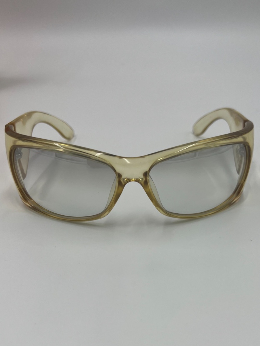 Gucci Vintage Transparent Gold Logo Sunglasses Y2K Rare Retro